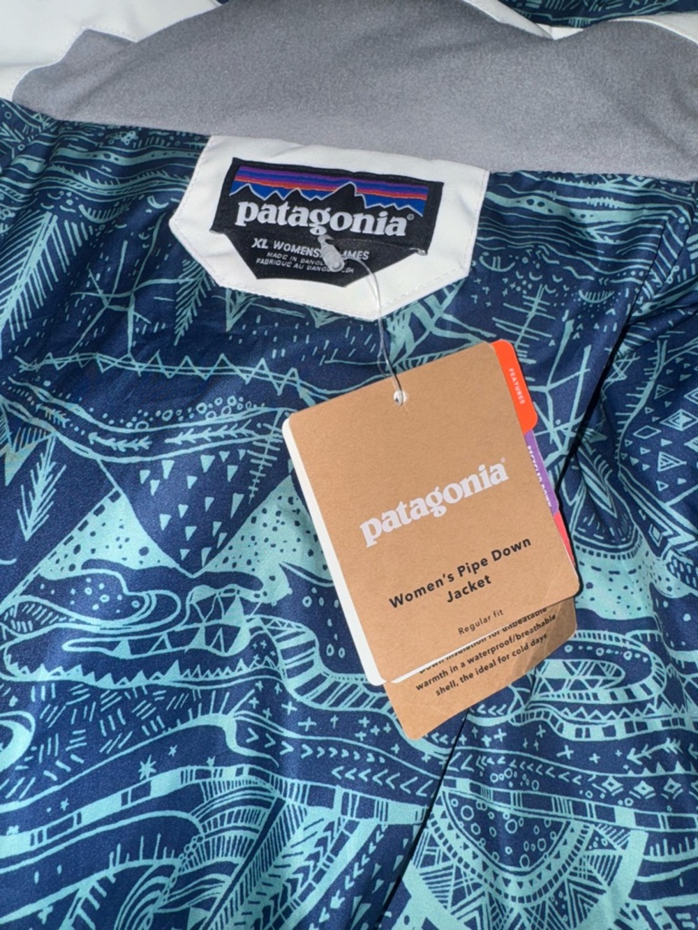 NWT Patagonia Women’s Pipe Down Puffer Jacket XL Off White - Picture 5 of 13